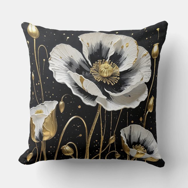 Goldfarbene Poppies Kissen (Vorderseite)