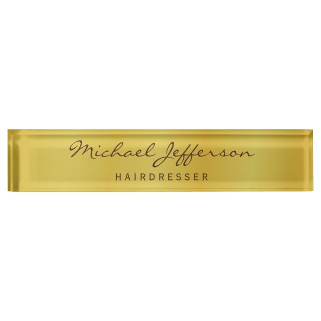Goldfarbene professionelle Handschrift Schrift Namensplakette (Vorderseite)