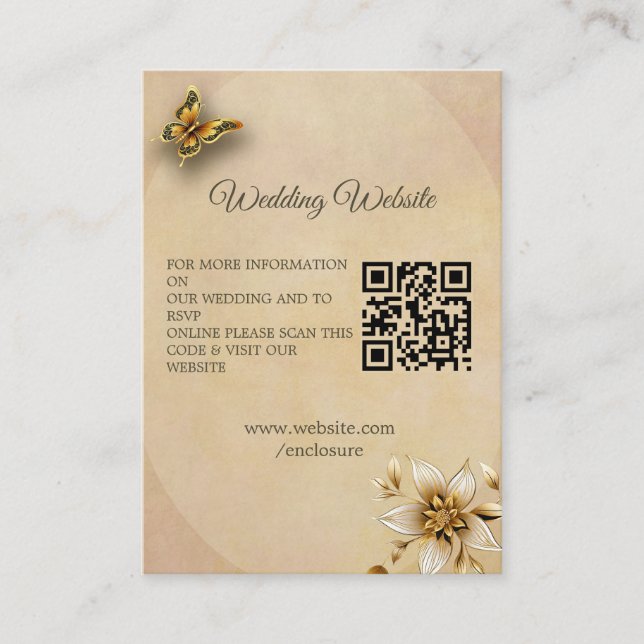 goldfarbene Schmetterlingskarte Begleitkarte (Vorderseite)