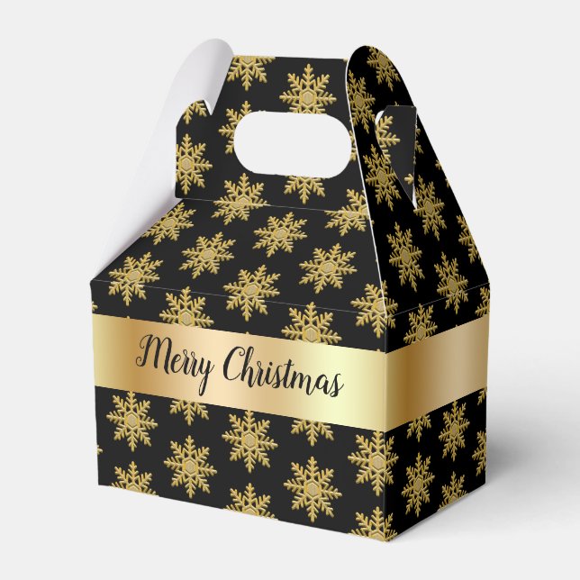 Goldfarbene Schneeflocken-Muster - Gefälligkeitsbo Geschenkschachtel (Vorderseite)