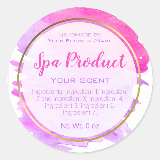 goldfarbene und Lila Wellness-Center-Etiketten Runder Aufkleber (Vorderseite)