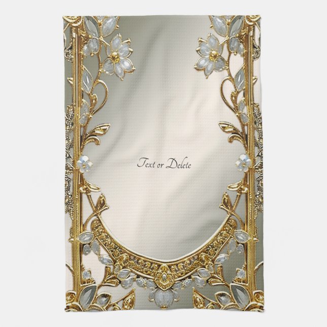 Goldfarbene Verzierte Küchenhandtücher Geschirrtuch (Vertikal)