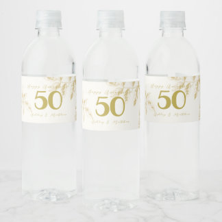 Goldfarbene Vintage Schrift zum Hochzeitstag Wasserflaschenetikett