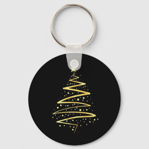 Goldfarbene Weihnachtsbaum-Dekoration Schlüsselanhänger