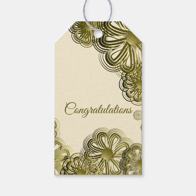 Goldfarbener Hochzeitsgeschenk Geschenkanhänger (Vorderseite)