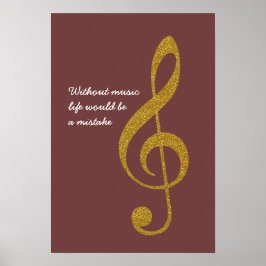 goldfarbener Notendreieck g-clef Poster