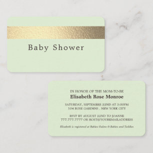 goldfarbener Streifen, Mint Green Baby Shower Tick Visitenkarte