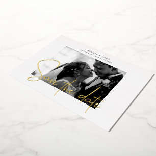 goldfarbenes Drehbuch Save the Date Foil Einladung