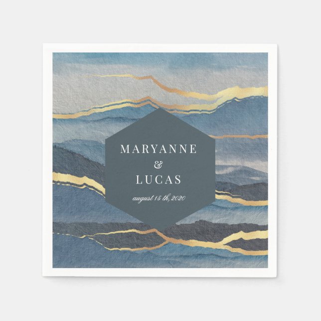 goldfarbenes Hochzeitspapier Serviette (Vorderseite)