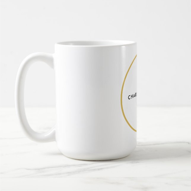 Goldfarbengrenzen Weiß Minimalistisch Beruflich Kaffeetasse (Links)