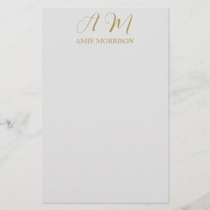 Goldfarbenmonogramm - Erstname Kalligrafie Briefpapier
