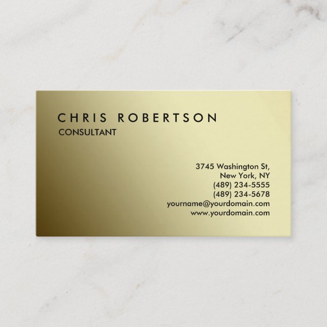 Goldfarbige Farbtöne Charming Business Card Visitenkarte (Vorderseite)