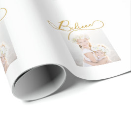 Goldfarbige Schrift mit Foto Weihnachten Geschenkpapier