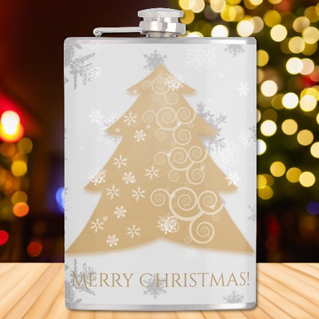 Goldfestivals Weihnachtsbaumflasche Flachmann (Gold Festive Christmas Tree Flask)