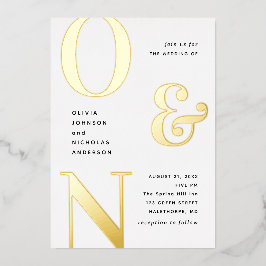 Goldfette Typografie Moderne Hochzeit + Details Folieneinladung