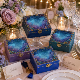 Goldfiligran Himmelsindigo Fächer Seidenpapier