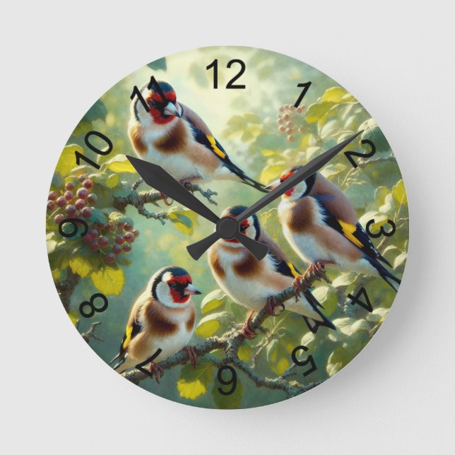 Goldfinch 1 runde wanduhr (Vorderseite)