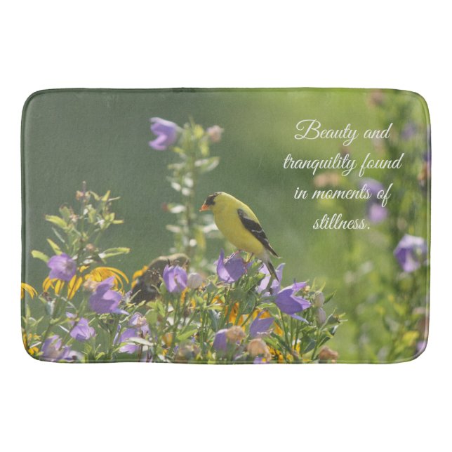 Goldfinch auf einer Harebell-Blume Badematte (Vorderseite)
