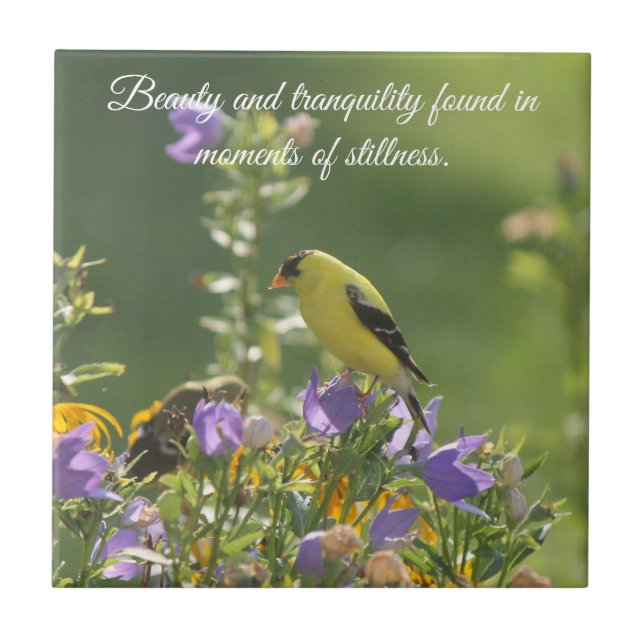Goldfinch auf einer Harebell-Blume Fliese (Vorderseite)