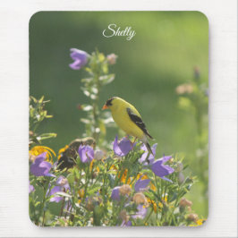 Goldfinch auf einer Harebell-Blume Mousepad