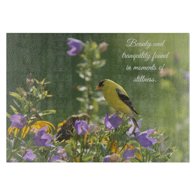 Goldfinch auf einer Harebell-Blume Schneidebrett (Vorderseite)