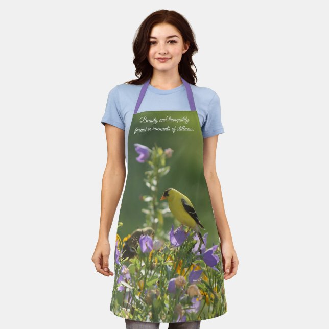 Goldfinch auf einer Harebell-Blume Schürze (Getragen)