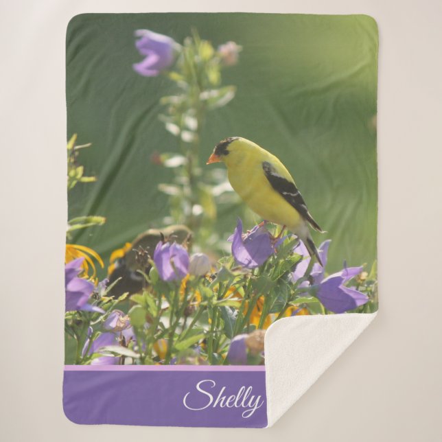 Goldfinch auf einer Harebell-Blume Sherpadecke (Vorderseite)