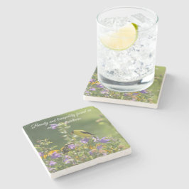 Goldfinch auf einer Harebell-Blume Steinuntersetzer