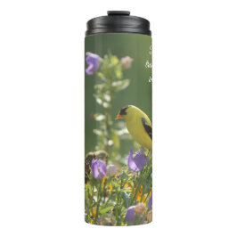 Goldfinch auf einer Harebell-Blume Thermosbecher