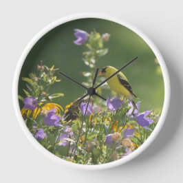 Goldfinch auf einer Harebell-Blume Uhr