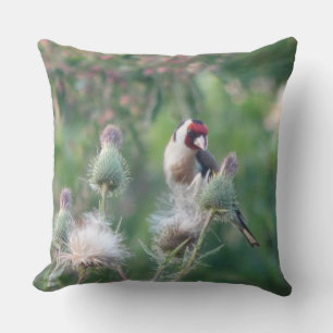 Goldfinch auf Fluffy Thistle Throw Kissen