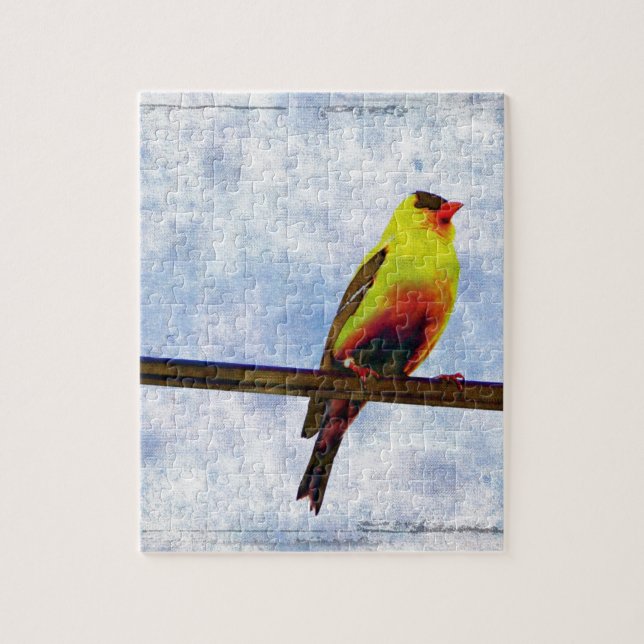 Goldfinch auf Power Line Puzzle (Vertikal)