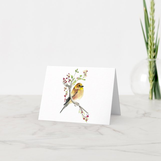 Goldfinch Beautiful Watercolor Note Card (Beautiful Watercolor Goldfinch Blank Note Cards from Jenn Steffen Art)