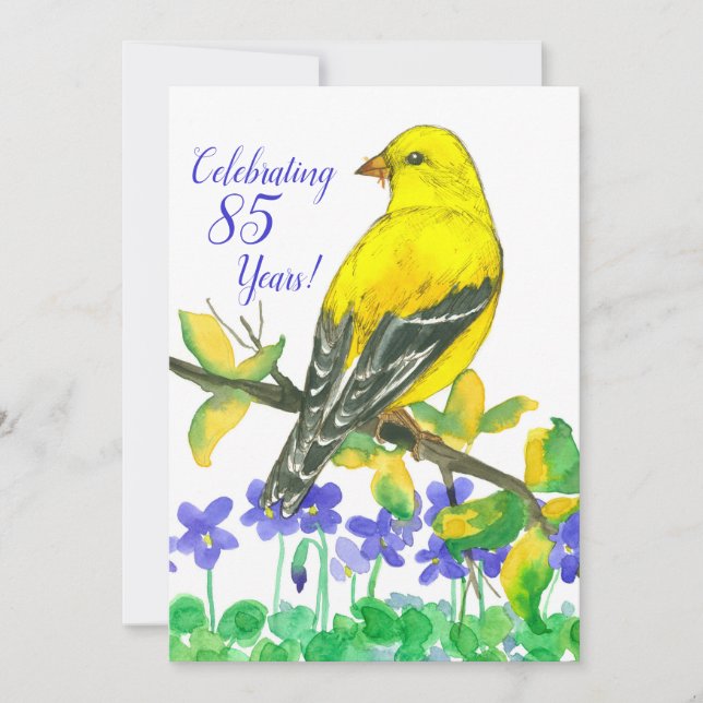 Goldfinch Bird 85. Geburtstagsparty Einladung (Vorderseite)