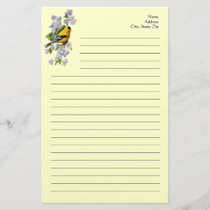 Goldfinch Bird & Apple Blossoms gelb Briefpapier