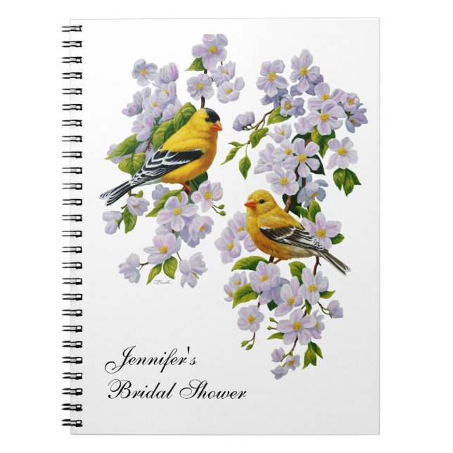 Goldfinch Birds & Blume U-Pick Hintergrundfarbe Notizblock (Vorderseite)
