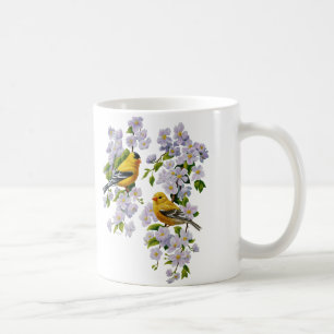 Goldfinch Birds & Blume U-Pick Hintergrundfarbe Tasse