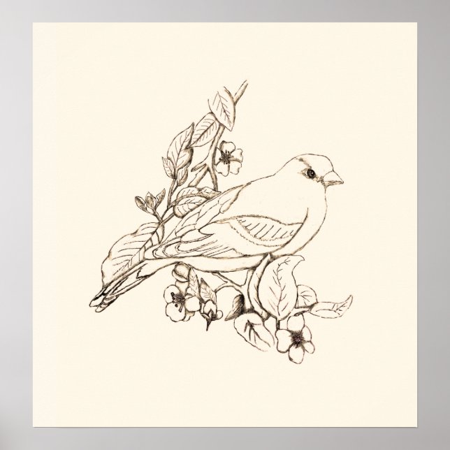 Goldfinch Black Line Zeichnend, Color It Poster (Vorne)