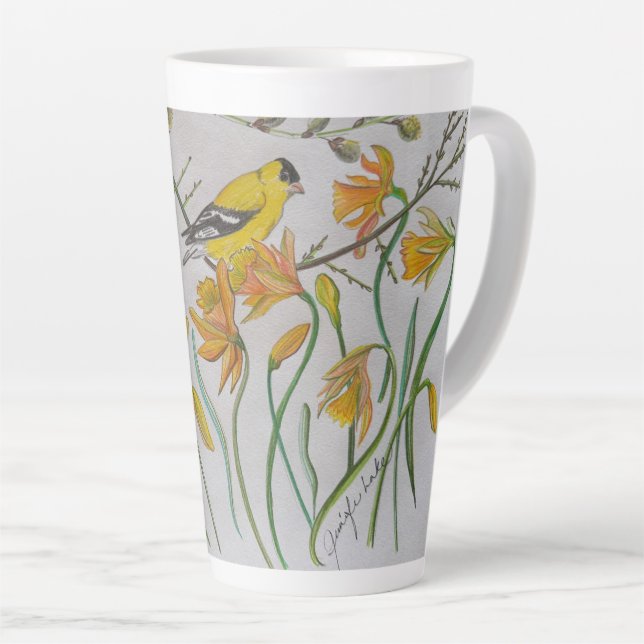 Goldfinch & Daffidols Latte Tasse (Rechte Ecke)