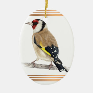 Goldfinch gerahmt mit Goldlinien Keramik Ornament