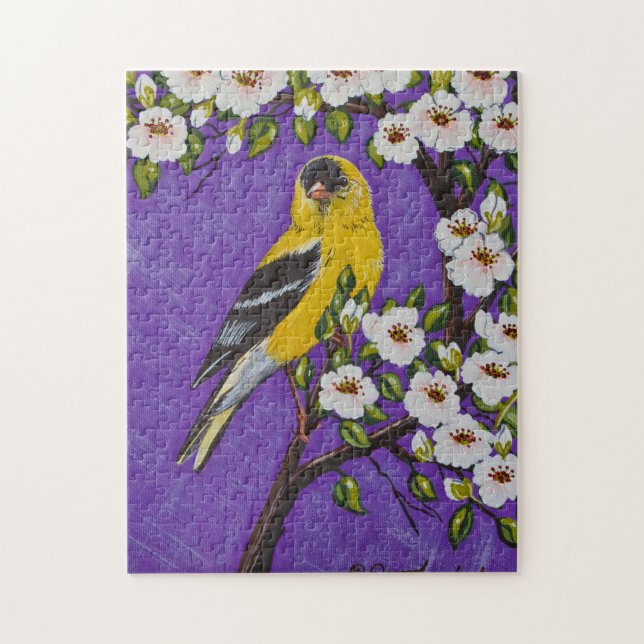 Goldfinch im Pear-Blossoms-Puzzle Puzzle (Vertikal)