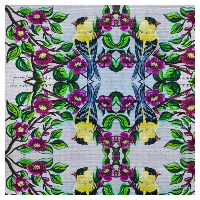 Goldfinch in Blüten Stoff (Muster)