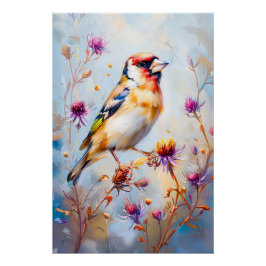 Goldfinch in Flight, Impressionist Style Poster