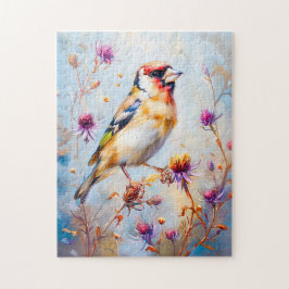 Goldfinch in Flight, Impressionist Style Puzzle