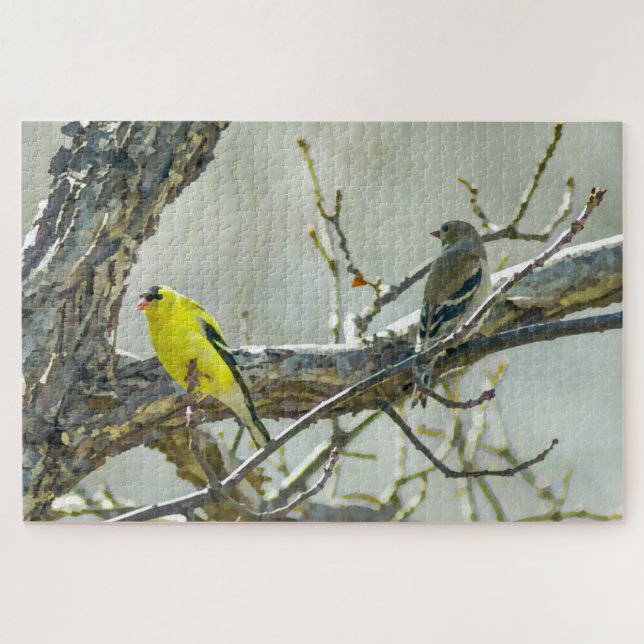 Goldfinch Male und Female Bird Lover Puzzle (Horizontal)
