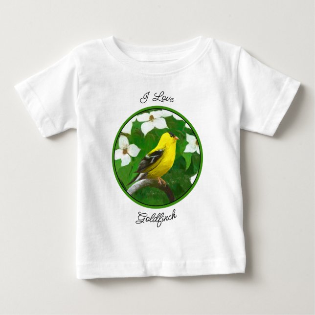 Goldfinch-Malerei - Niedliche Original-Hundeschich Baby T-shirt (Vorderseite)
