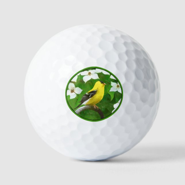 Goldfinch-Malerei - Niedliche Original-Hundeschich Golfball (Vorderseite)