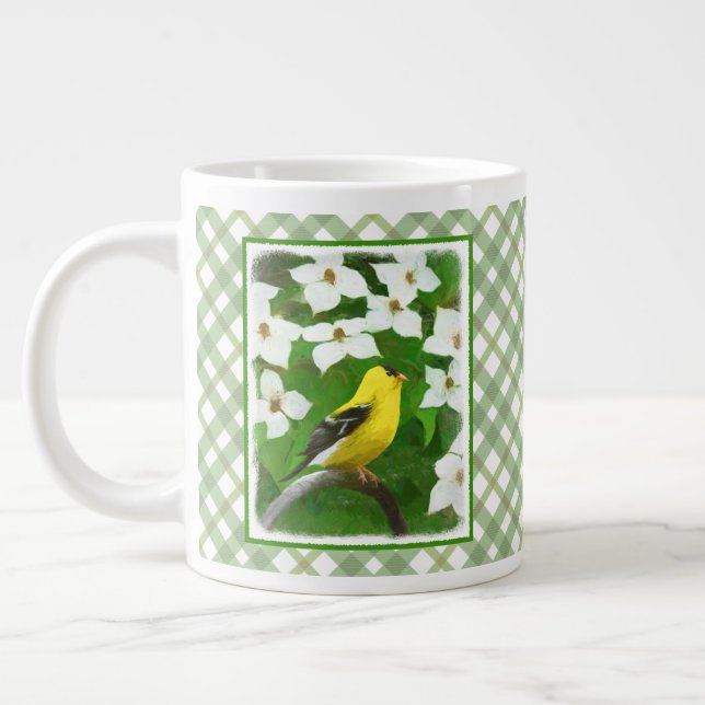 Goldfinch-Malerei - Niedliche Original-Hundeschich Jumbo-Tasse (Links)