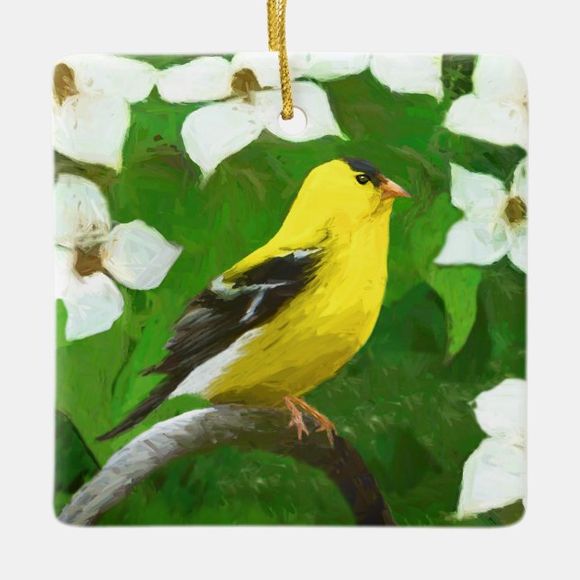 Goldfinch-Malerei - Niedliche Original-Hundeschich Keramikornament (Vorderseite)