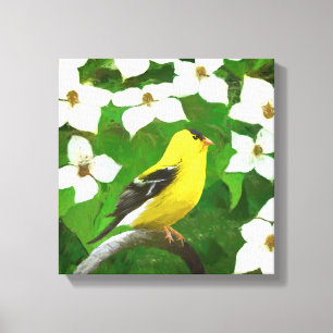 Goldfinch-Malerei - Niedliche Original-Hundeschich Leinwanddruck